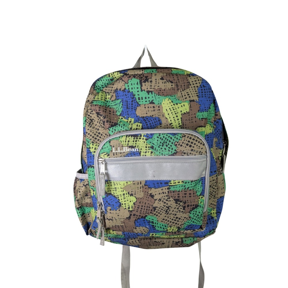 LL Bean BackPack 24L Green Blue Pixel Camo Reflective School Bag